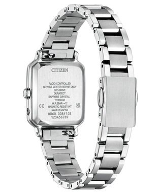 CITIZEN 【替えバンド付き電波時計】電池交換不要のスクウェア2wayモデル シルバーカラー×グレージュバンド ES9500-51A シルバー