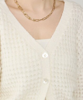 GRACE CONTINENTAL ワッフルショートニットカーディガン ホワイト