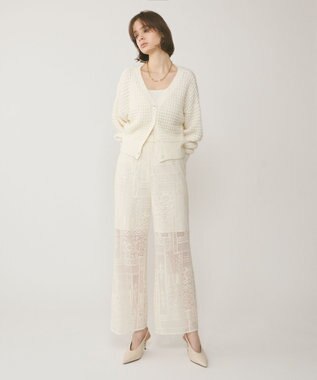 GRACE CONTINENTAL ワッフルショートニットカーディガン ホワイト