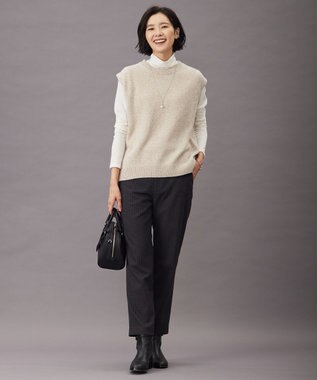 J.PRESS LADIES S 【洗える】30/2 TR ドビー ガンクラブ テーパード パンツ グレー系3