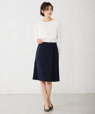 J.PRESS LADIES L 【洗える・UVカット】 アルファクロスジャージー Aライン スカート ネイビー系