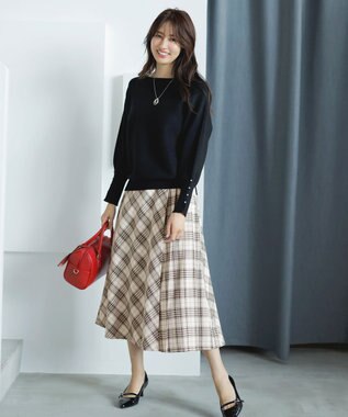 ANY SIS 【洗える・セットアップ可】アンチピリングドルマン畔 ニット ブラック