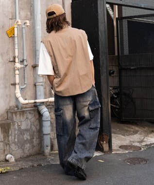 WEGO 【ユニセックス着用ITEM】デニムイージーカーゴパンツ デニム中濃加工色