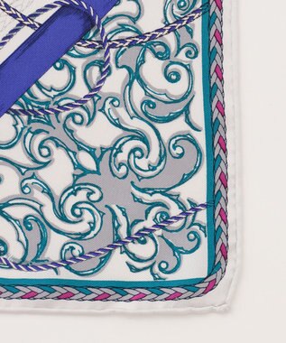 23区 manipuri タッセルストラップ柄 スカーフ ブルー系5