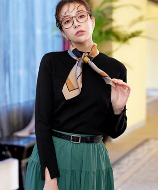 Tiaclasse 【洗える】ハイネックニットプルオーバー ブラック