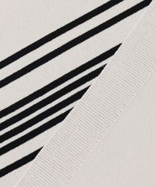 J.PRESS LADIES L 【洗える】レーヨンエリートストレッチ ボーダー ドルマン ニット グレージュ×ブラック系1