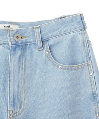 earth music&ecology スタッズデニムパンツ Light Indigo