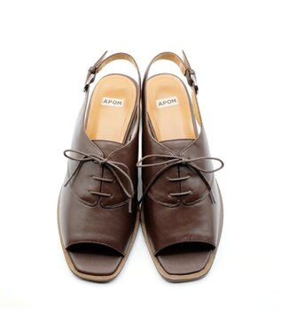 APOM レースアップスリングバックサンダル30 ダークブラウン
