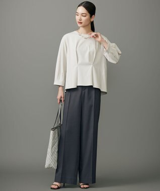 自由区 S 【カタログ掲載】ウールライクストレッチワイド パンツ チャコールグレー