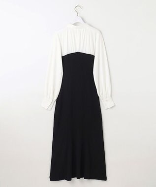 ANY SIS S 【全方位 好印象】シャツコンビリブニット ワンピース ブラック