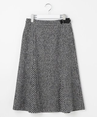 J.PRESS LADIES ウールシルク ハウンドトゥース フレア スカート モノトーン系