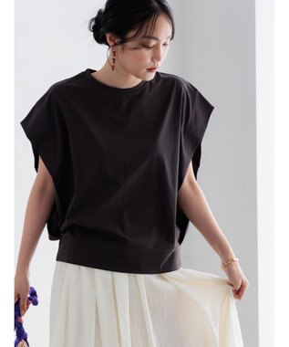 Te chichi 【接触冷感/遮熱/吸水速乾】ショルダータックドルマンTシャツ チャコールグレー