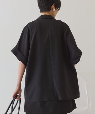 AMERICAN HOLIC 【先行予約】【イージーケア】リネンライク半袖ジャケット Black