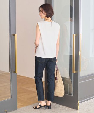 自由区 【接触冷感・洗える・XSサイズあり】ハイツイストポンチノースリーブインナー カットソー アイボリー系