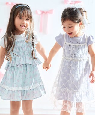 ANY KIDS チュールキャミソール付き ワンピース サックスブルー