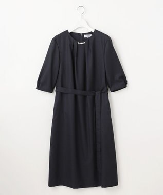 J.PRESS LADIES L 【洗える・UV加工・吸水速乾】OXIJEWELストレッチ ワンピース ネイビー系