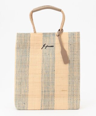 J.PRESS LADIES 【WEB限定・A4サイズ収納可】 マダガスカルラフィア トート バッグ ブルー系1