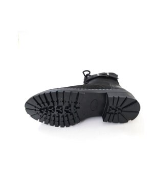 Pointer 本革 足首ベルトレースアップブーツ ブラック