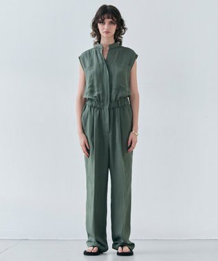 BEIGE， 【洗える】BERNARD / リネンノースリーブオールインワン Olive