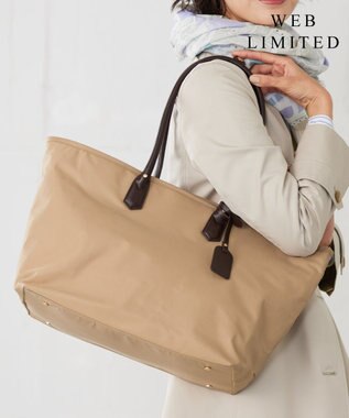 J.PRESS LADIES 【WEB限定・A4サイズ収納可】 ナイロントラベル トート バッグ ベージュ系