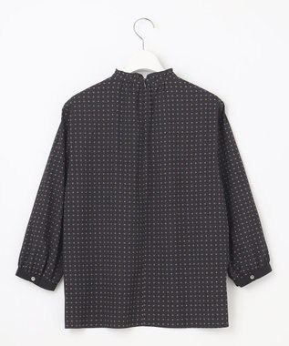 J.PRESS LADIES 【洗える】シュリンクデシン ジオメトリックプリント ブラウス ネイビー系5