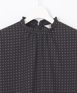 J.PRESS LADIES 【洗える】シュリンクデシン ジオメトリックプリント ブラウス ネイビー系5