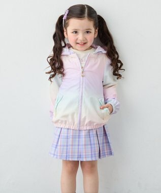 ANY KIDS チェックプリーツスカパン サックスブルー