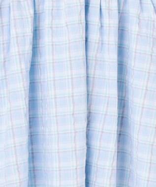 ANY KIDS 【洗濯機可能】オンオフショルダーワンピース サックスブルー×チェック