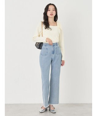 earth music&ecology 肩リボンニットプルオーバー Ivory