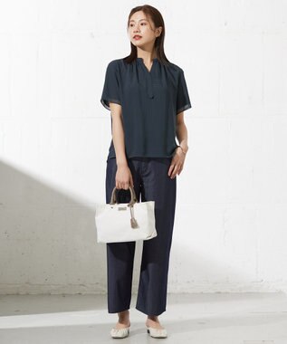 J.PRESS LADIES L 【洗える】4ozライトデニム ワイド パンツ ネイビー系