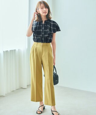 ANY SIS 【洗える】サッカーチェック ブラウス ネイビー