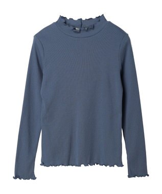 earth music&ecology チェーンリブハイネックプルオーバー Blue