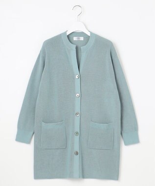 J.PRESS LADIES 【洗える】ORGANIC GASS COTTON キーネック カーディガン スカイブルー系