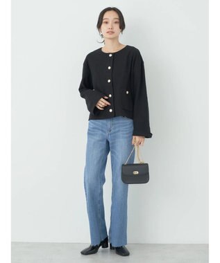 earth music&ecology 金釦スラブカーディガン Black