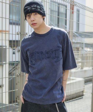WEGO 【ユニセックス着用ITEM/MLサイズ展開】ブリーチダメージアップリケT（SS） ネイビー