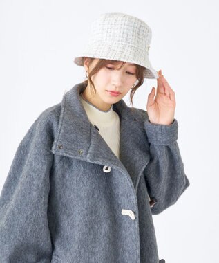 MOONBAT estaa(エスタ) ざっくりツイード バケットハット  帽子 手洗い可能 サイズ調整可能 オフホワイト