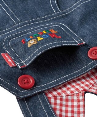 MIKI HOUSE HOT BISCUITS 【70-90cm】 くるま刺繍 オーバーオール＆ポロシャツギフトセット【BOX付き】 インディゴブルー