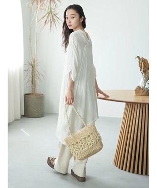 earth music&ecology レーヨンビッグシャツチュニック Ivory