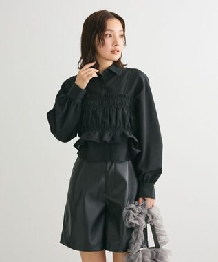 Green Parks ・ＥＬＥＮＣＡＲＥ　ＤＵＥ　ビスチェ付ショートシャツ Black