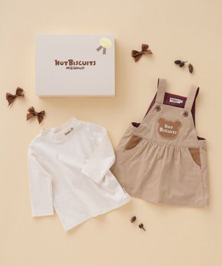 MIKI HOUSE HOT BISCUITS コーデュロイ ジャンパースカート＆モックネックTシャツギフトセット【BOX付き】