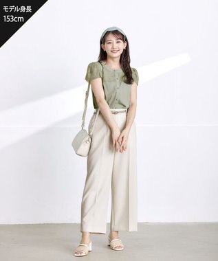 Tiaclasse 【洗える】フレンチスリーブレースブラウス ミント