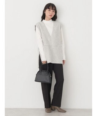 earth music&ecology ＳＥＴ２点圧縮風ポンチベスト＋リブタートル Light Gray