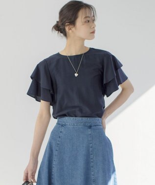 組曲 カールマイヤーフリル ブラウス ネイビー系