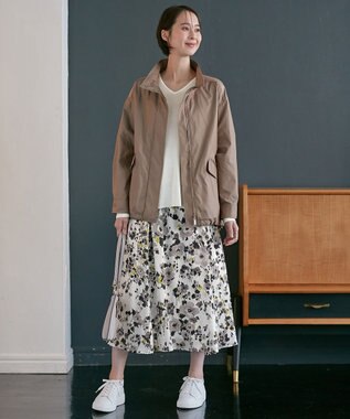 自由区 L 【洗える】ERICA楊柳プリント ギャザースカート ブラック系5