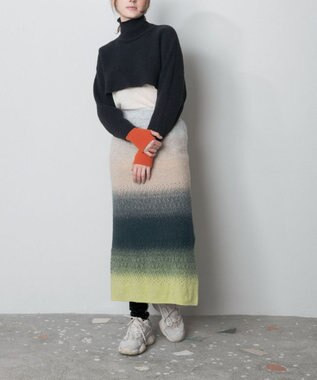 TRICOTE GRADATION SHAGGY SKIRT／グラデーションシャギースカート 42GREEN