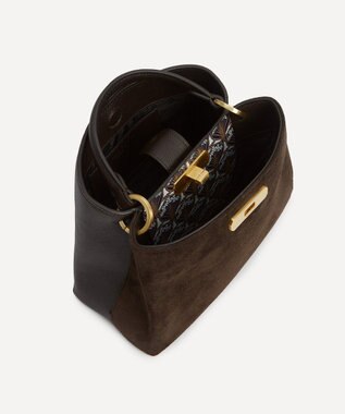 LIBERTY. バーリントン スエード ミニ トップハンドルバッグ ブラウン