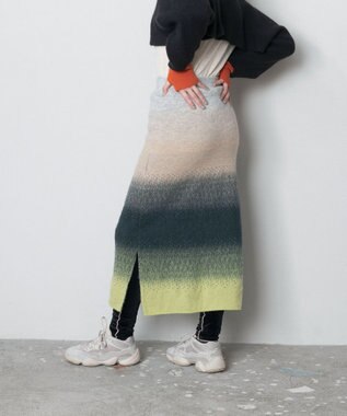 TRICOTE GRADATION SHAGGY SKIRT／グラデーションシャギースカート 42GREEN