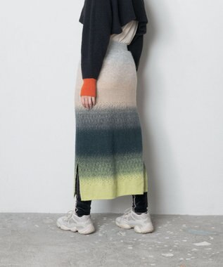 TRICOTE GRADATION SHAGGY SKIRT／グラデーションシャギースカート 42GREEN