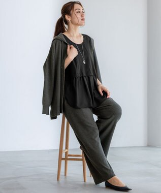 23区 L 【Lサイズ限定/好評につき新色追加】ナチュラルコットンベア タンクトップ ブラック系