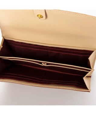 UNBILLION perche 牛革×ハラコ風ドットダブルかぶせ長財布 レッド